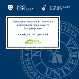 VABILO: Predstavitev možnosti opravljanja obvezne prakse pri organizacijah povezanih v sklopu Fundacije BIT