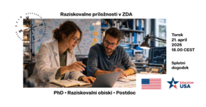[PRILOŽNOST]: Webinar – raziskovalne priložnosti v ZDA: Phd, raziskovalni obiski in postdoc
