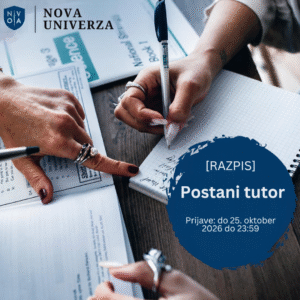 [TUTORSTVO] Razpis za študentsko tutorstvo v študijskem letu 2026/27
